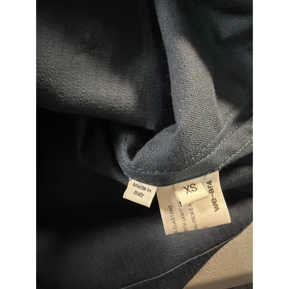 WE-AR4 Hooded Utility Jacket Womens XS Navy Blue Plaid Cuffs Double Breasted NWT - Picture 4 of 10